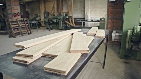 Hardwood Lumber Stacked On The Table