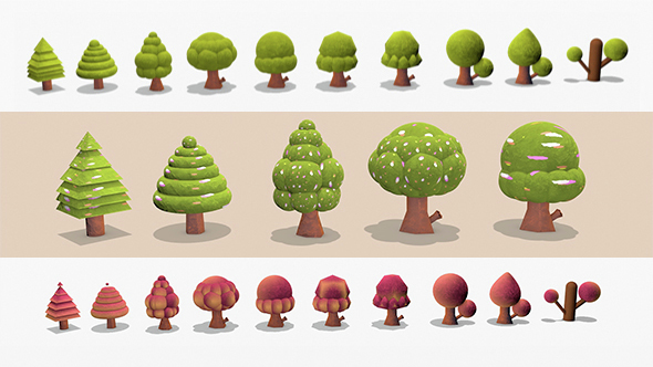3D Low Poly Tree Models Pack