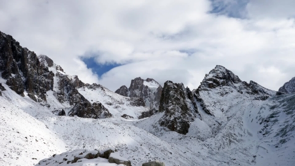 Panoramic View Of The Winter Mountains