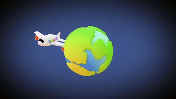 Toy Plane Flying Around The World Animation