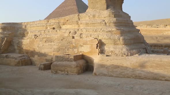 Sphinx and Cheops Pyramid in Giza Cairo Egypt