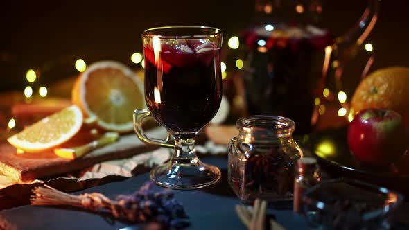 Stunning View Hot Mulled Wine Honey Fruits Spices