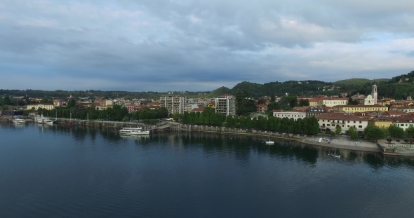 Morning Ship On The Lake In Italy Arona  