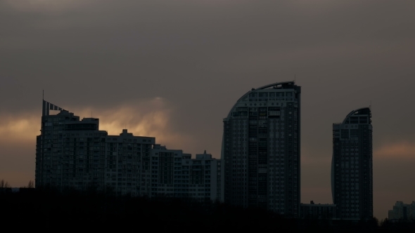 City Landscape At Evening