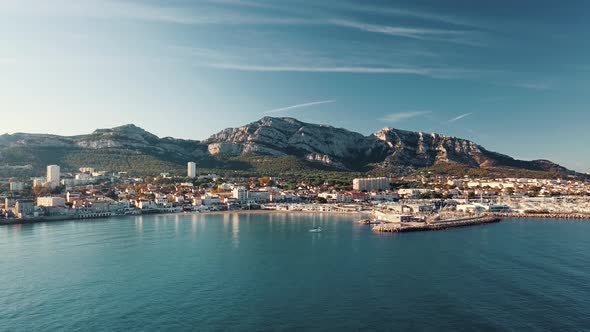  The marina of the city of marseille in aerial view