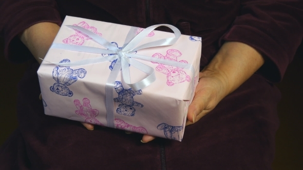 Female Hands Giving a Gift To Boy alt