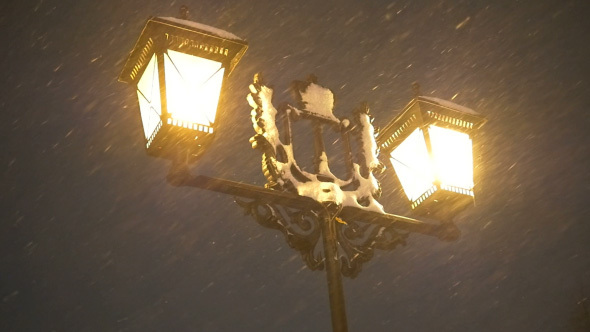 Snowfall In Night 