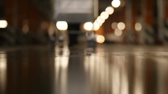 Closeup of the Feet of a Girl Carrying a Shopping Basket to the Camera  Slow Mo