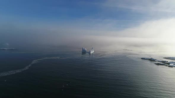 Antarctica Open Water Glacier Iceberg Aerial View Flight