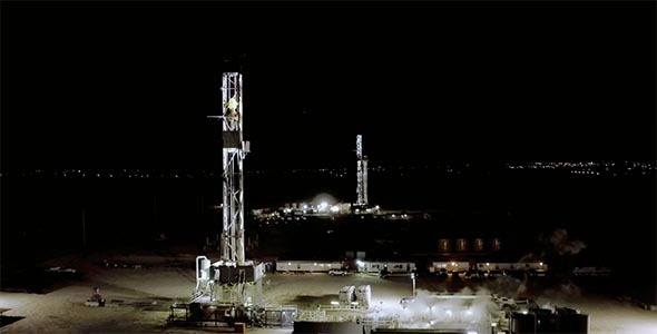 Aerial View of Oil and Gas Drilling Platforms