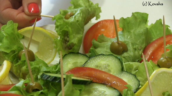 Snack With Cucumber, Lemon And Shrimps