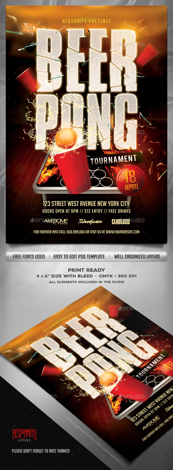Beer Pong Tournament Flyer Template