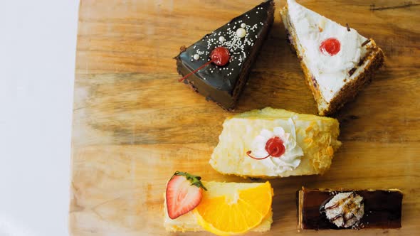 Many Slices of Cake on a Retrostyle Baking Sheet