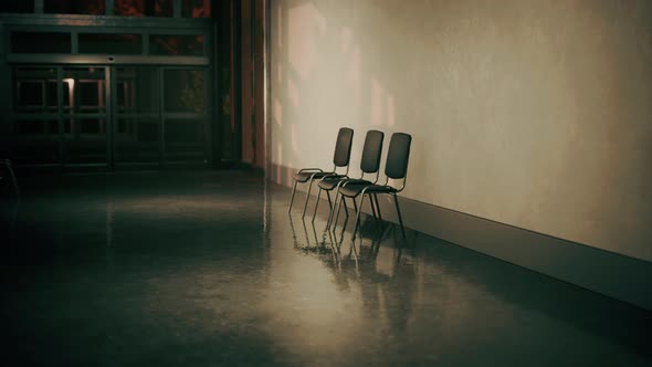 Empty Corridor in Hospital with Chairs alt