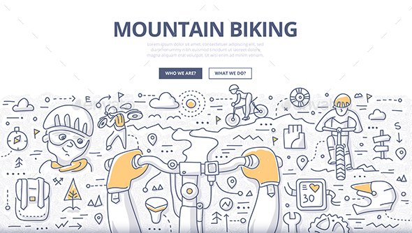 Mountain Biking Doodle Concept