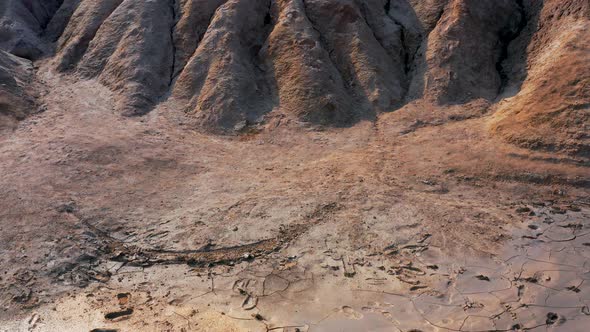 Aerial View of a Landscape Similar To the Planet Mars with Red Hills and Rivers with Red Water