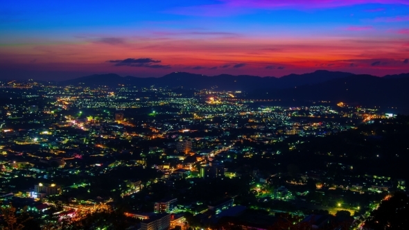 Sunset Over The Phuket Town, Thailand.