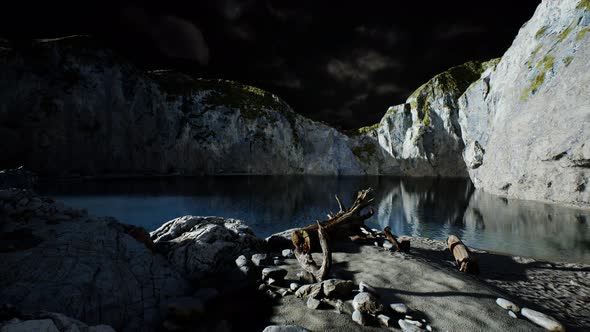 Fjord with Dark Storm Clouds