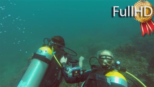 Diving, Two Women, Underwater Coral Reefs