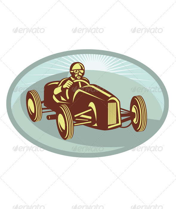 Vintage Race Car Driver Racing Retro