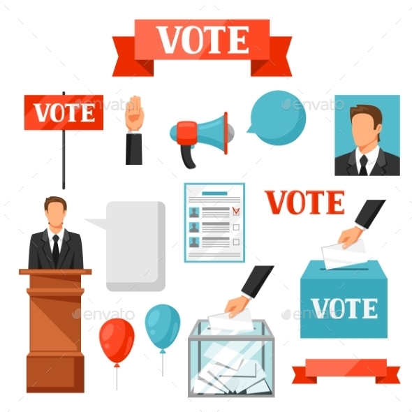 Vote Political Elections Set of Objects