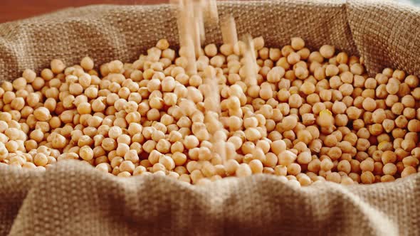 Grocery Taking Chickpeas Closeup