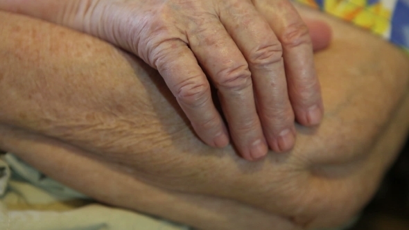 The Folded Hands Of The Elderly Woman 
