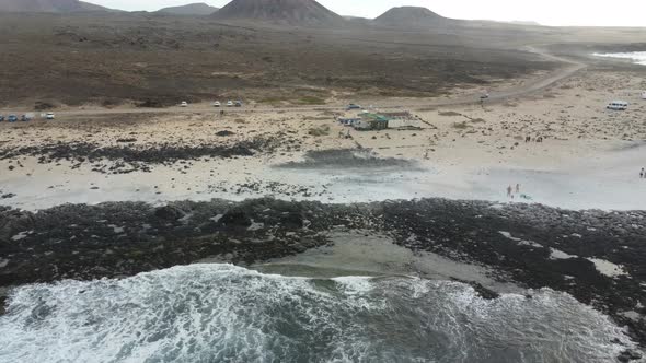 spectacular footage of a beautiful beach in fuerteventura.drone 4k