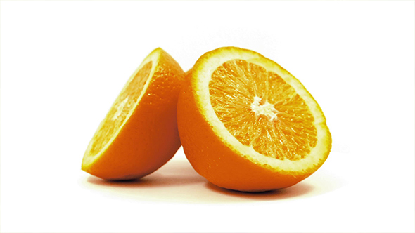 Orange Slices Rotating On White