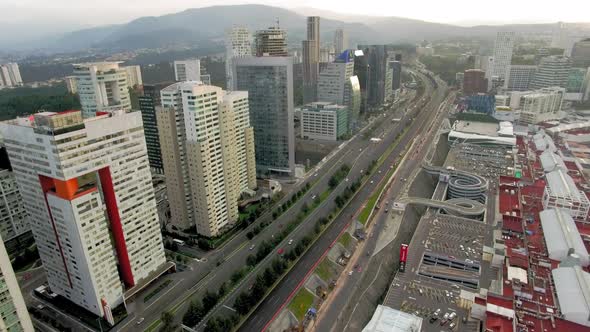 FINANCIAL DISTRICT MEXICO SANTA FE POLANCO CITY AEREALS SHOT IN 4K