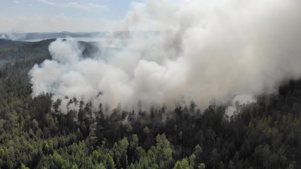 Aerial Footage Fire and Smoke Siberia Russia