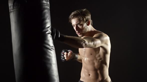 Athletic Male Workout Boxing Slow-Motion