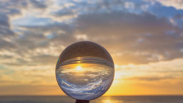 Time Lapse Colorful Sunset Inside Crystal Ball.