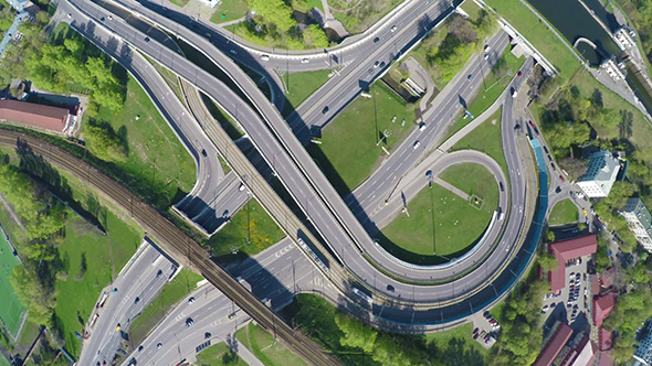 Aerial View Of A Freeway Intersection