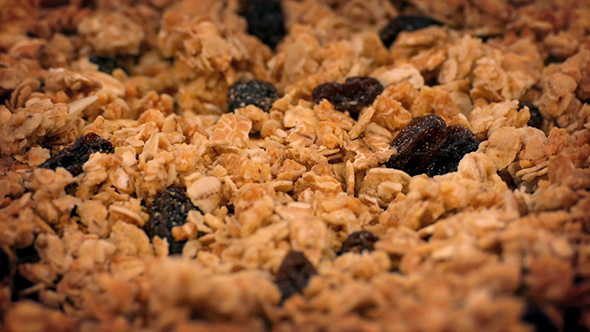 Granola Cereal, Nuts And Raisins Rotating