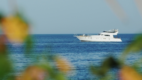 Beautiful Yacht Drifting Off The Coast