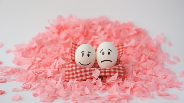 White Easter Eggs On A Pink Background