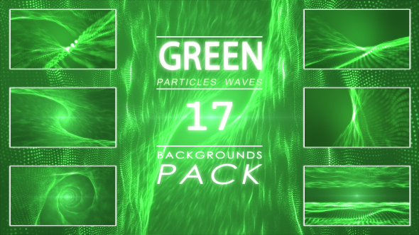 17 Green Particles Waves Backgrounds Pack