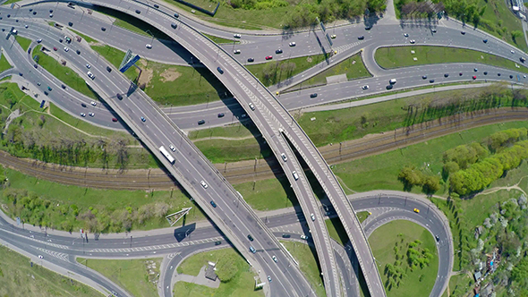 Aerial View Of A Freeway Intersection