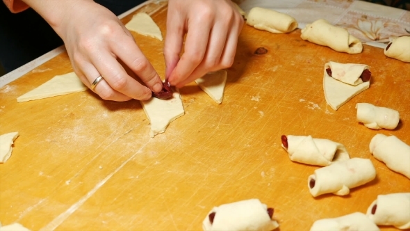 Baker Cooks Diy Croissants In Hand Made Bakery