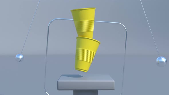 Yellow Plastic Cups 3d Podium Modern Scene Interior Able to Loop Seamless