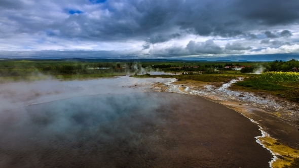 . Geysir Strokkur - The Second Largest And Most Active Geyser In Iceland Haukadalur Valley. Iceland