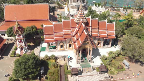 Wat Chalong, famous Buddhist temple in Phuket. Orbiting shot 