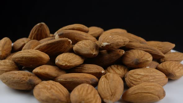 Pile of almonds close-up