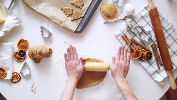 Woman Hands. Traditional Homemade Christmas Dessert