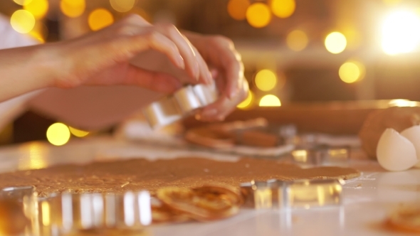 Woman Hands. Traditional Homemade Christmas Dessert