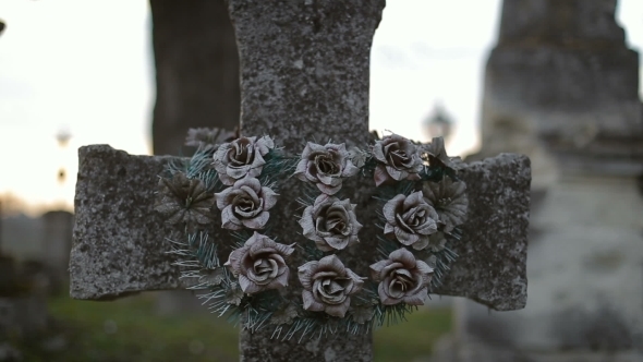 Ancient Crosses With Old Wreath