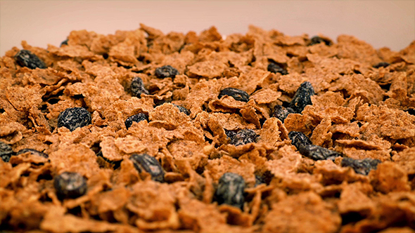 Bowl Of Flakes And Raisins Rotating