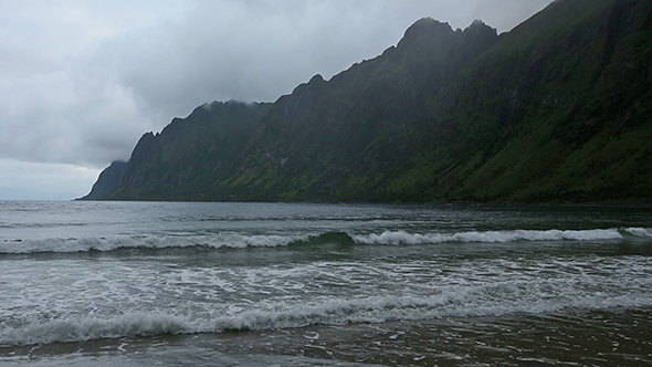 Summer Senja Coast Cloudy Night View