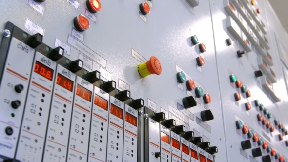 New Modern Industry Control Panel With Buttons, Sensors And Switches
